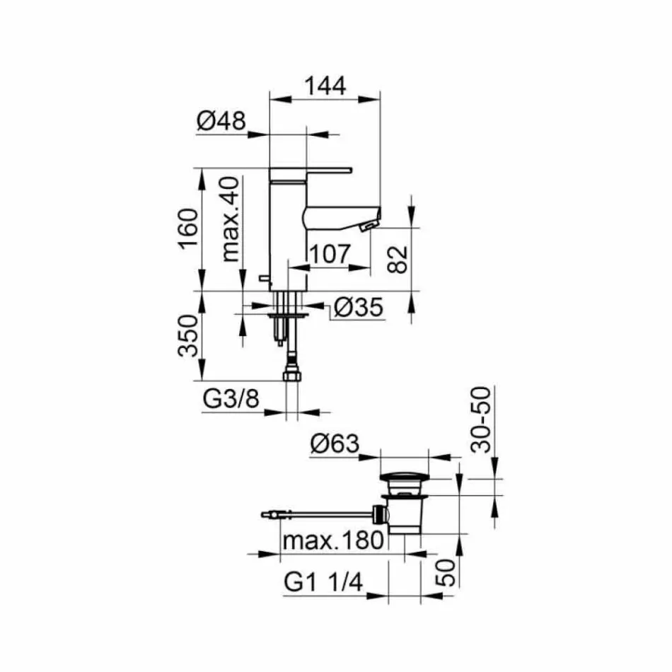 Modern Design Single Lever Mixer for Bathroom Washbasin in Metal - Zanio Viadurini