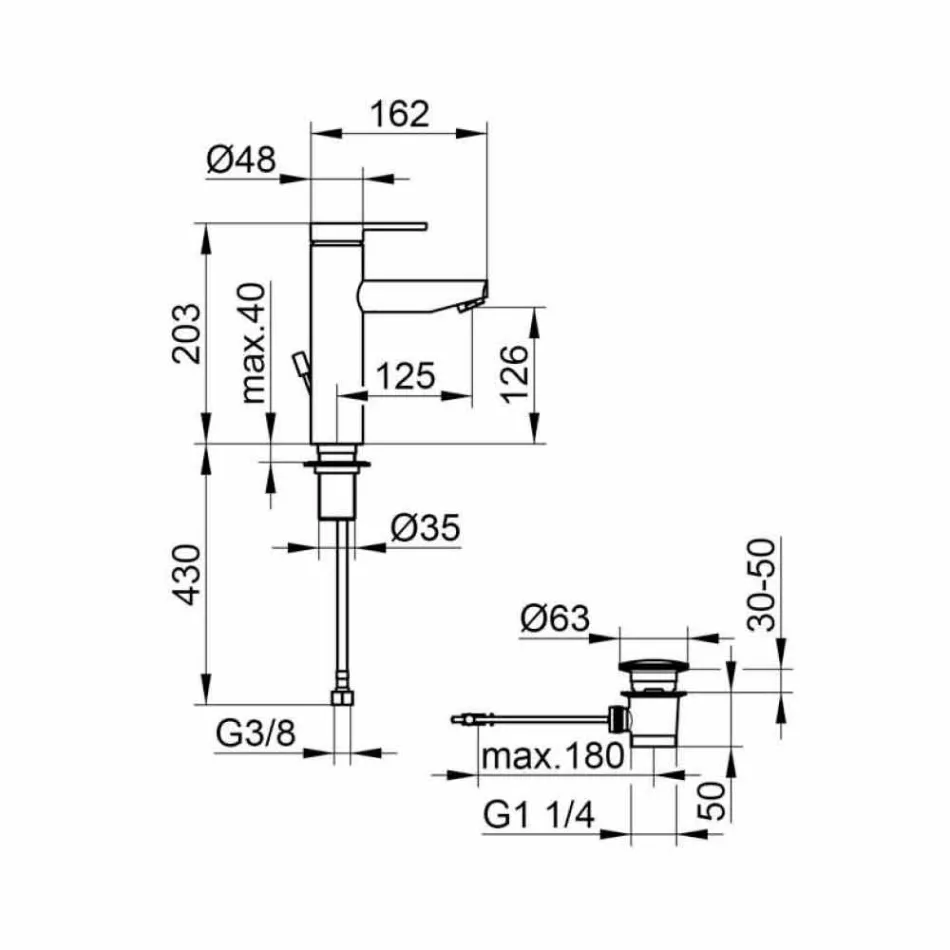 Modern Design Single Lever Mixer for Bathroom Washbasin in Metal - Zanio Viadurini
