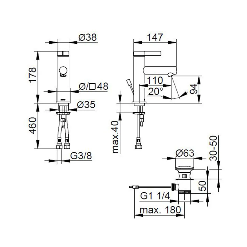 Single Lever Basin Mixer Classic Design Chrome Brass - Artemisia Viadurini