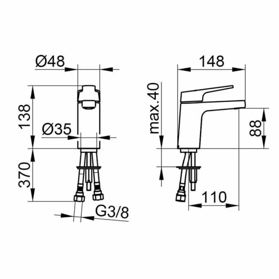 Modern Single-lever Bathroom Basin Mixer in Chromed Metal - Clari Viadurini