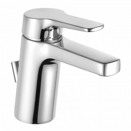Modern Single-lever Bathroom Basin Mixer in Chromed Metal - Clari Viadurini