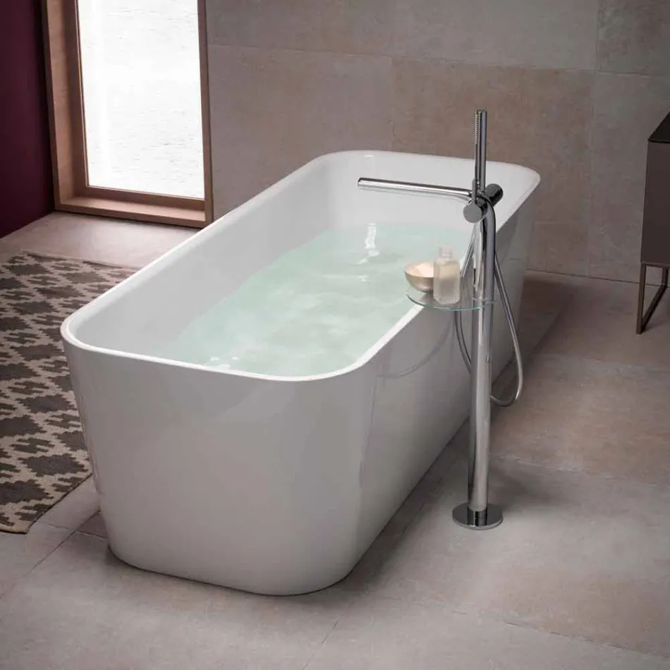 Modern Single-lever Bathtub Mixer with Metal Shower Head - Pinto Viadurini
