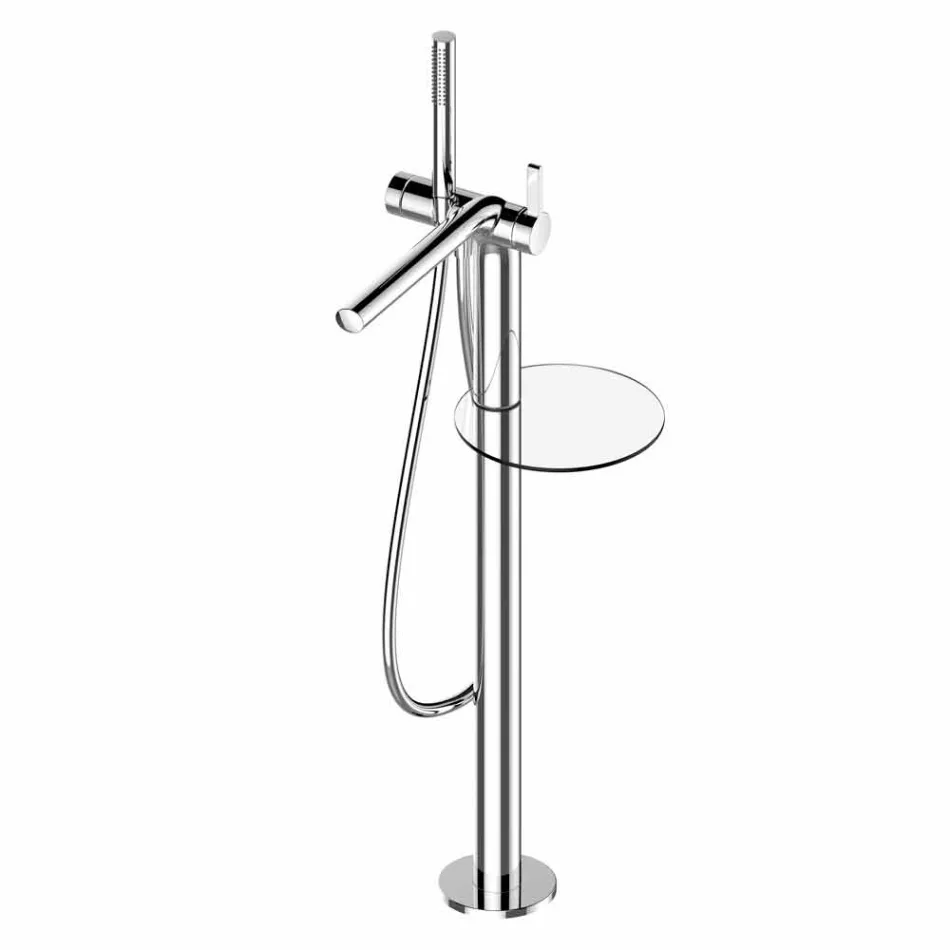 Modern Single-lever Bathtub Mixer with Metal Shower Head - Pinto Viadurini