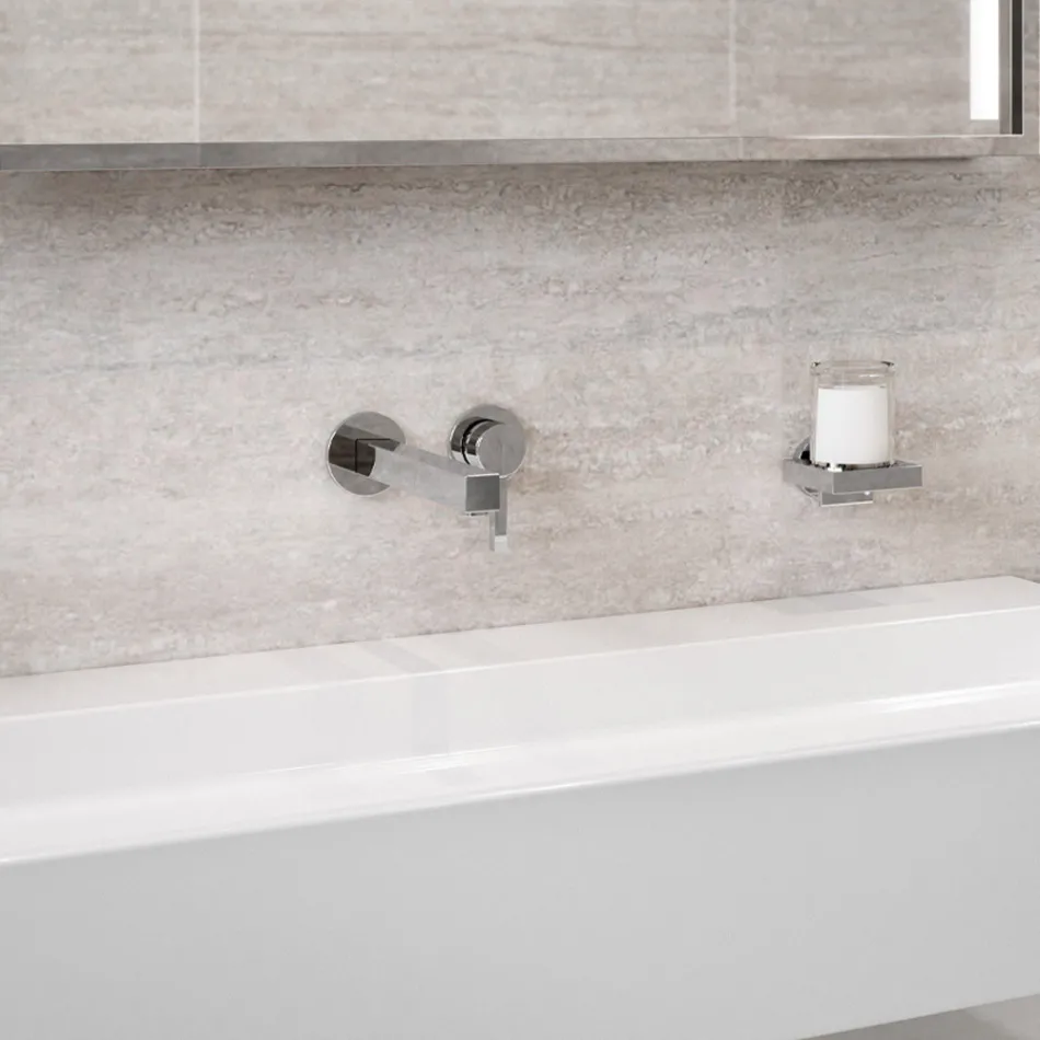 Square Design Wall Mounted Single-lever Basin Mixer - Erik Viadurini