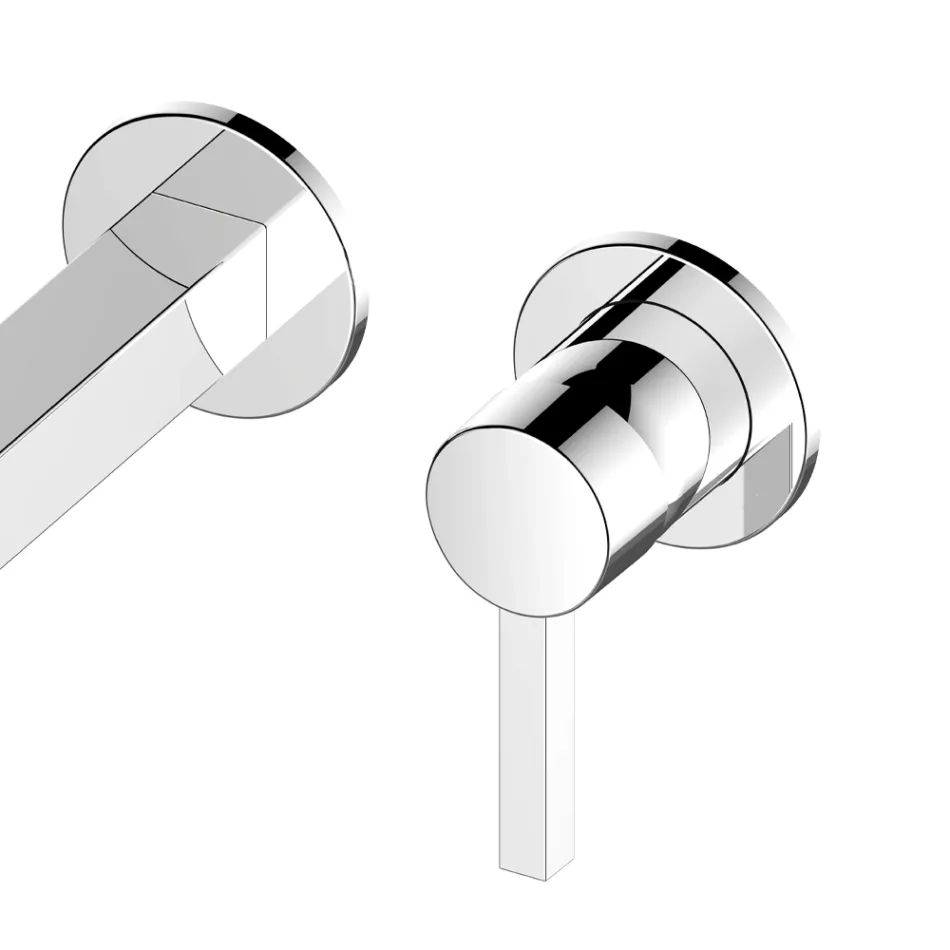 Square Design Wall Mounted Single-lever Basin Mixer - Erik Viadurini