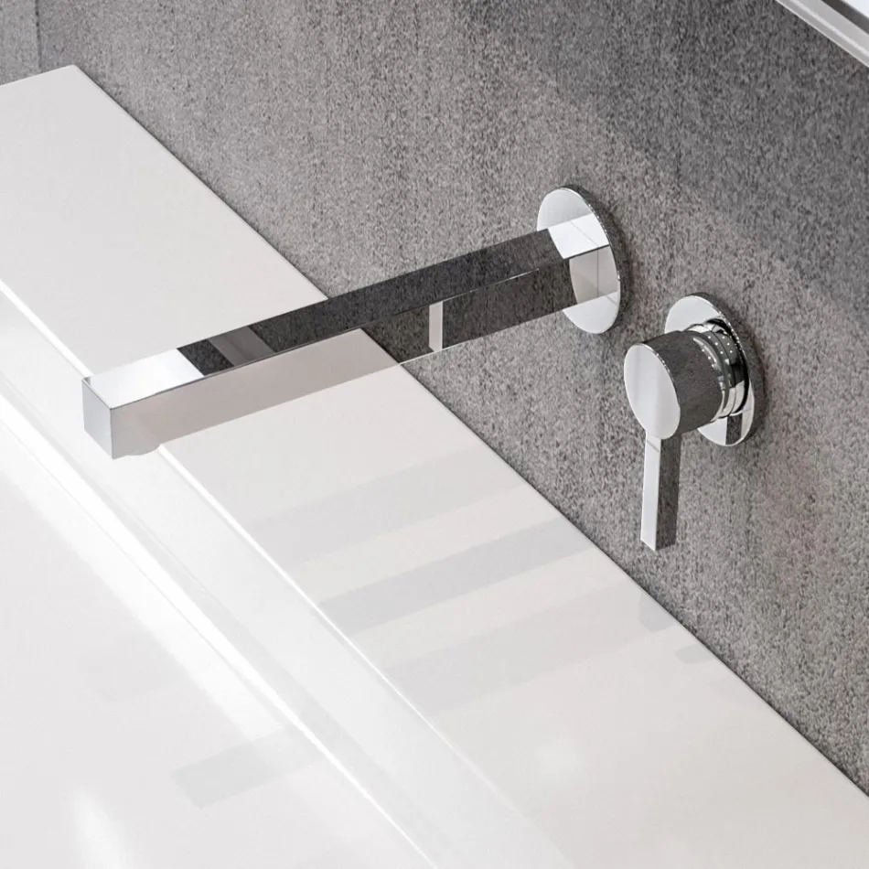 Square Design Wall Mounted Single-lever Basin Mixer - Erik Viadurini