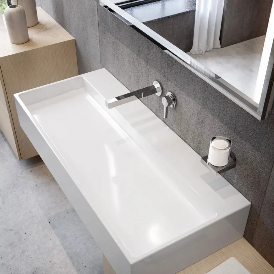 Square Design Wall Mounted Single-lever Basin Mixer - Erik Viadurini