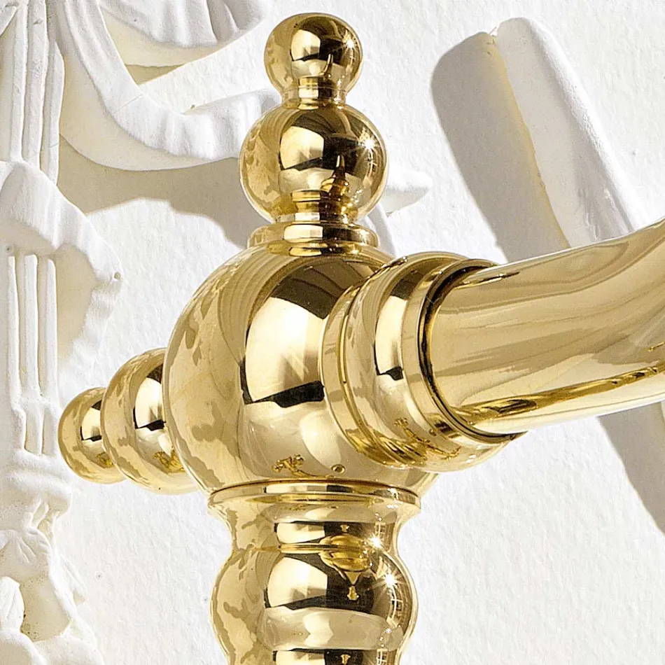 Vintage Design Single Hole Basin Mixer in Brass Made in Italy - Ursula Viadurini