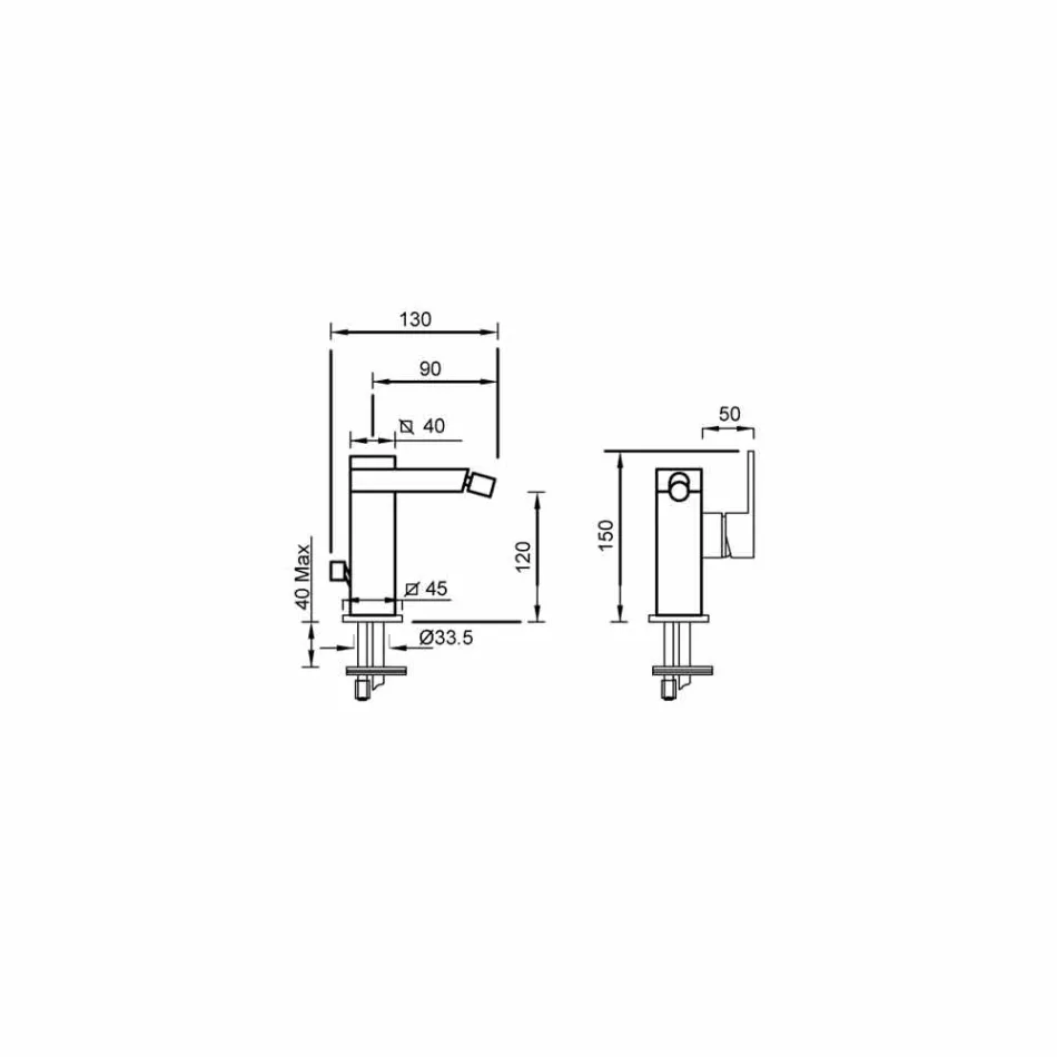 Made in Italy Bidet Mixer with Side Lever - Panela Viadurini