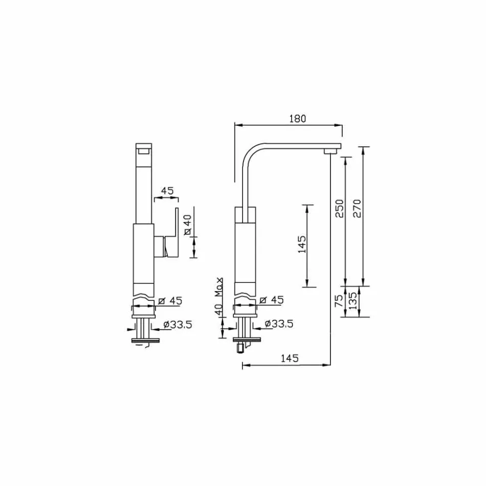 Mixer for Washbasin with High Extension 7cm Made in Italy - Panela Viadurini