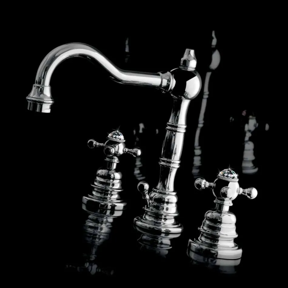 Modern Brass Three-Hole Bathroom Sink Mixer Made in Italy - Binsu Viadurini