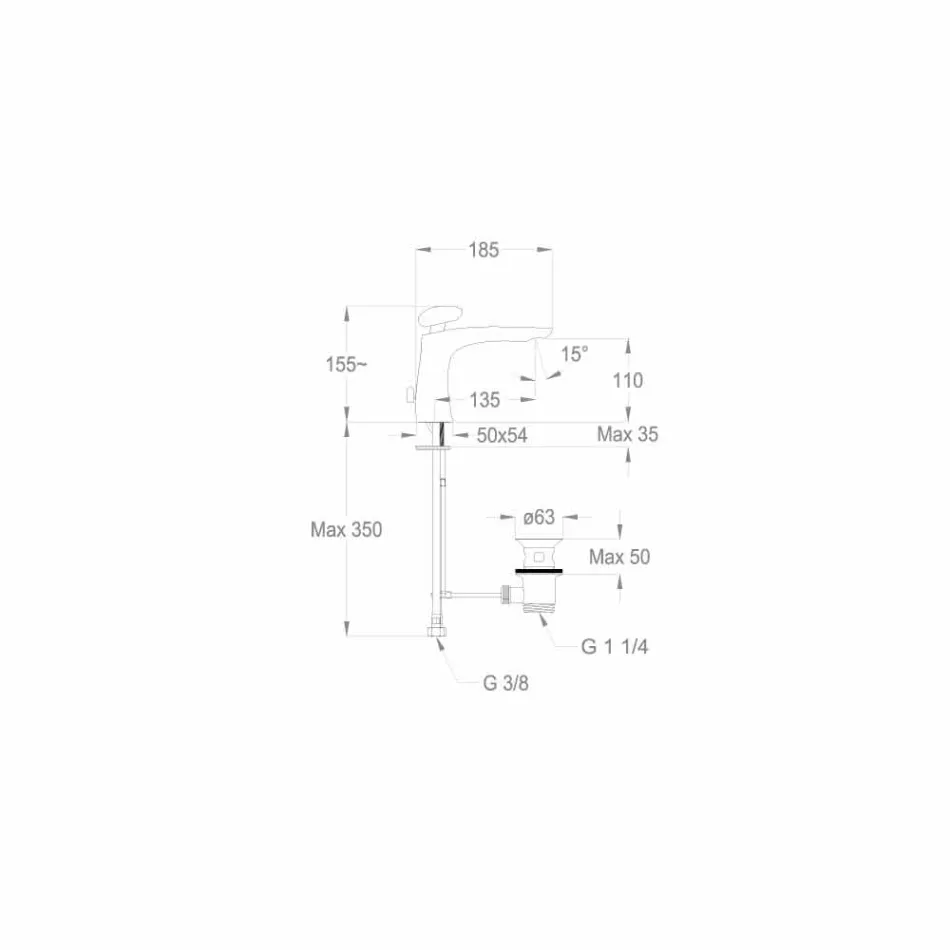 Modern Brass Bathroom Sink Mixer Made in Italy - Besugo Viadurini