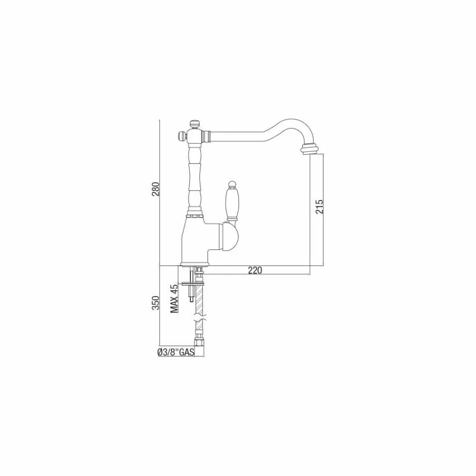 Classic Design Brass Mixer for Kitchen Basin Made in Italy - Carmel Viadurini