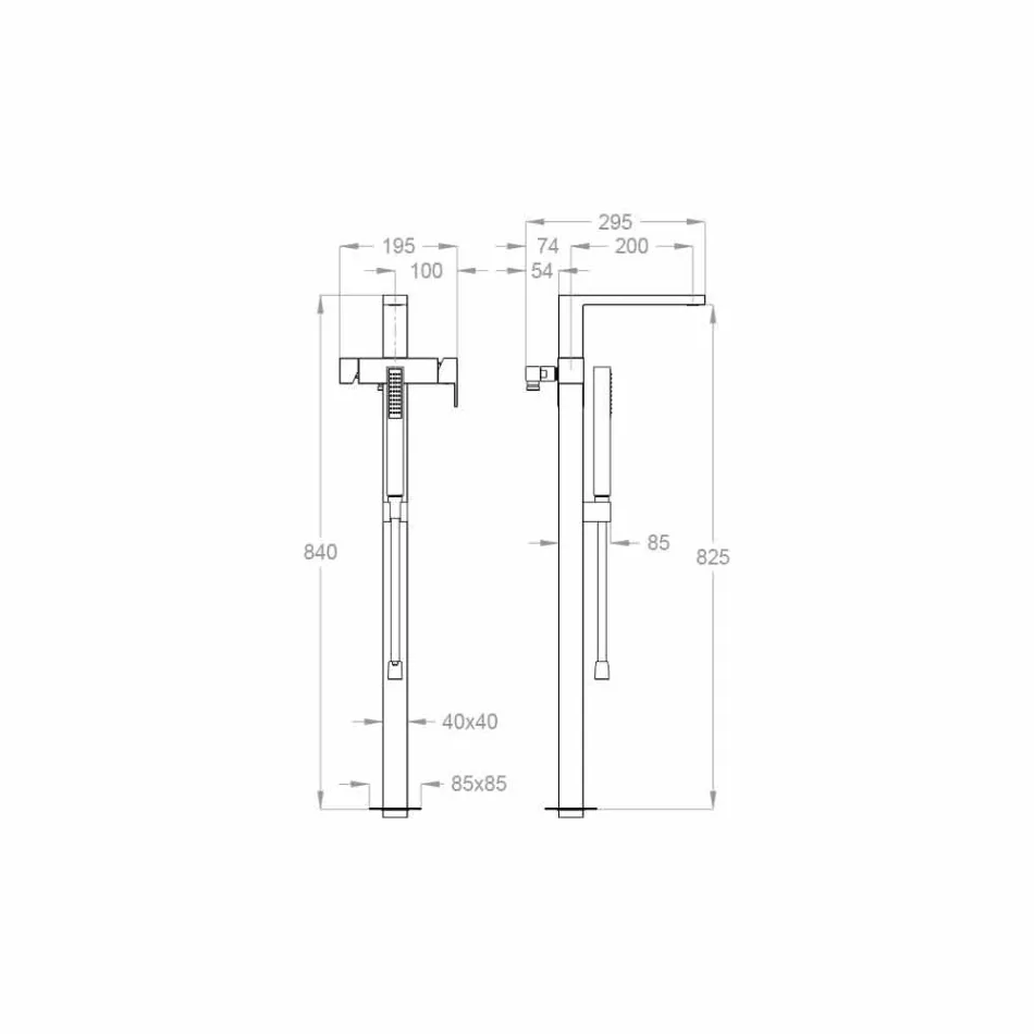 Modern Floor Bath Mixer Made in Italy - Pirio Viadurini