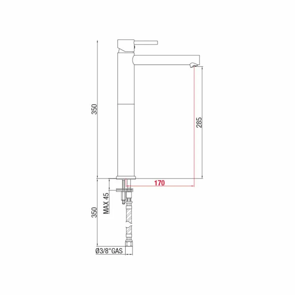 Extended Brass Basin Mixer Without Drain Made in Italy - Ermia Viadurini