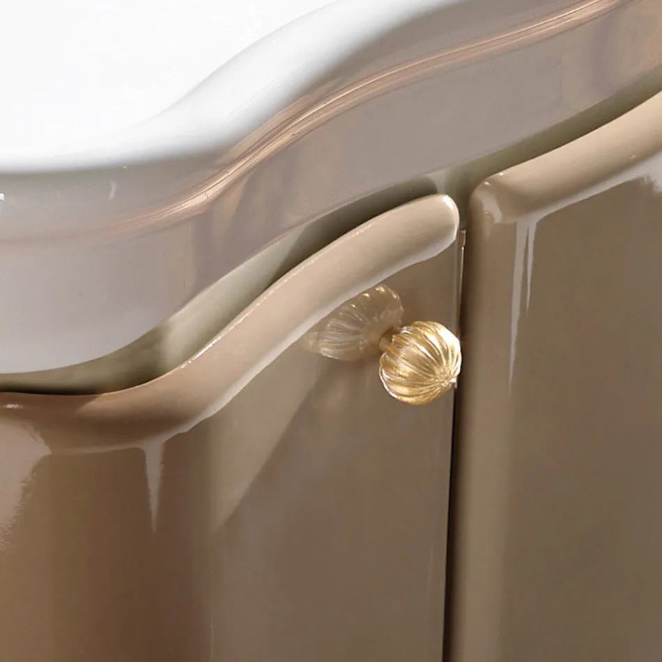 Cabinet with Two Doors and Glossy Lacquered Basket Made in Italy - Candy Viadurini