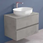 Suspended Bathroom Furniture and Oval Washbasin, Modern Design - Cesiro Viadurini