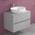 Suspended Bathroom Furniture with Oval Washbasin, Modern Design - Cesiro