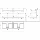 Suspended Bathroom Furniture with Double Built-in Washbasin, Modern Design - Dumbo Viadurini