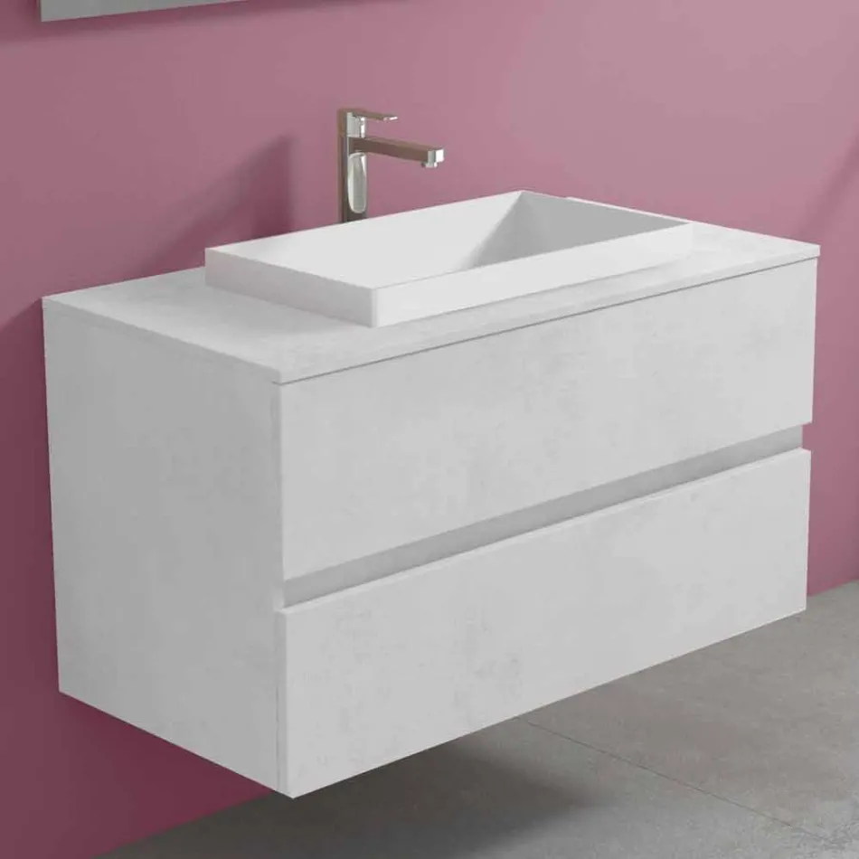 Bathroom cabinet with built-in washbasin, modern suspended design - Casimira Viadurini