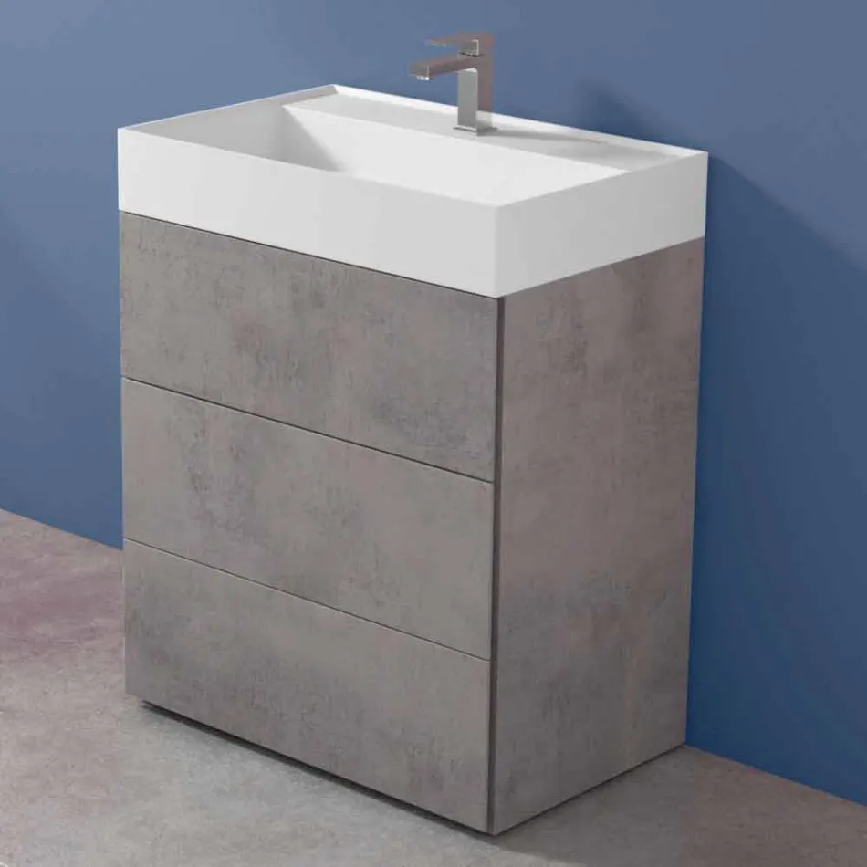 Modern Design Floor Bathroom Cabinet in Laminate with Resin Washbasin - Pompei Viadurini