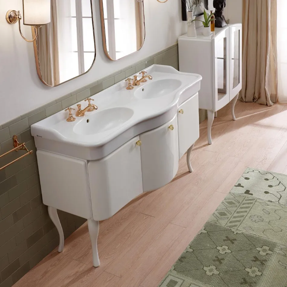 Single Color Bathroom Cabinet with White Ceramic Washbasin - Candy Viadurini