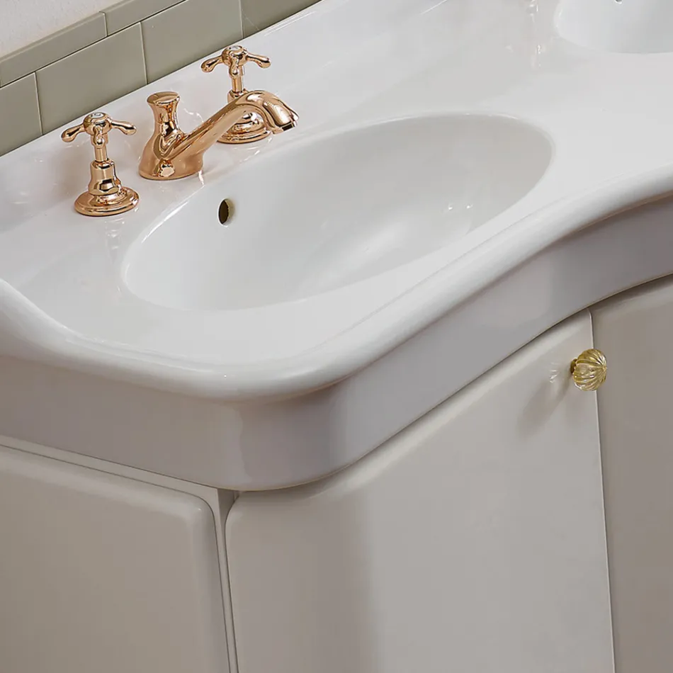 Single Color Bathroom Cabinet with White Ceramic Washbasin - Candy Viadurini