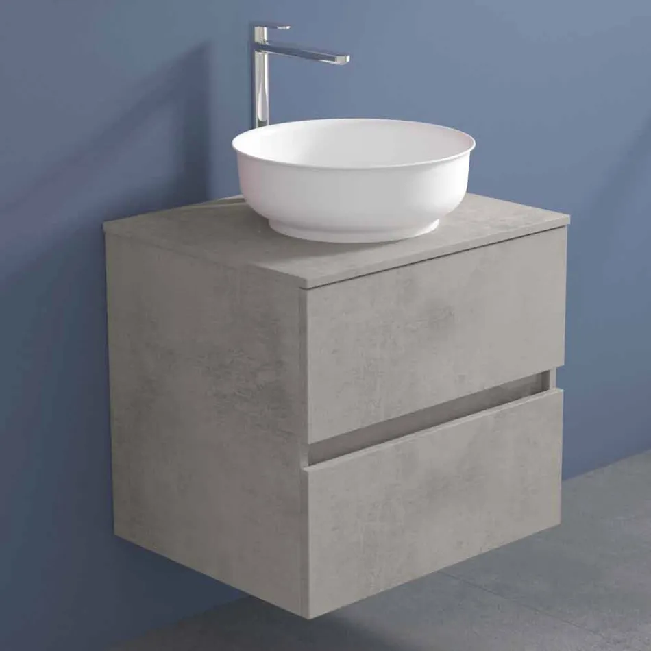 Suspended Bathroom Cabinet with Round Countertop Washbasin, Modern Design - Dumbo Viadurini