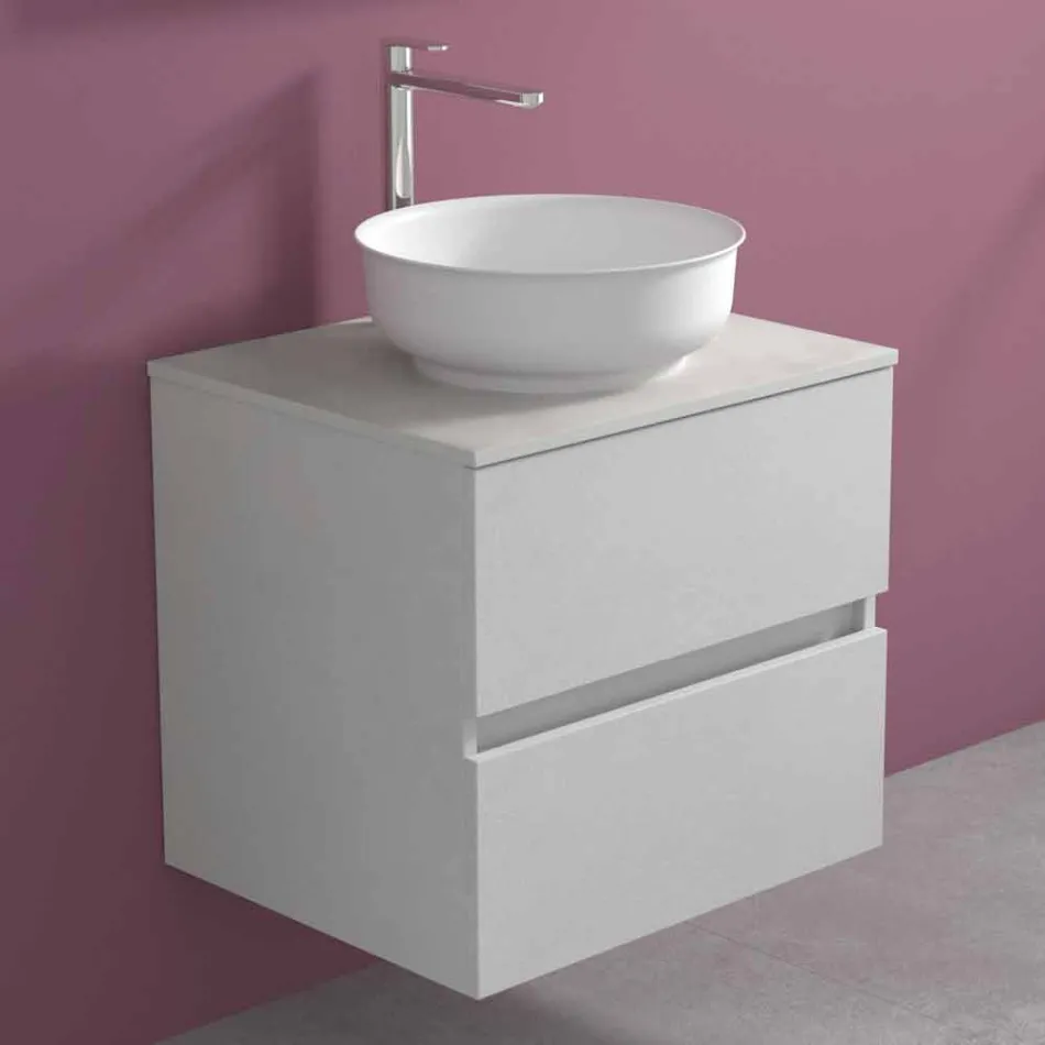 Suspended Bathroom Cabinet with Round Countertop Washbasin, Modern Design - Dumbo Viadurini