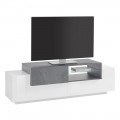 Low Wooden TV Stand Living Room 3 Doors and Open Compartment - Theresse