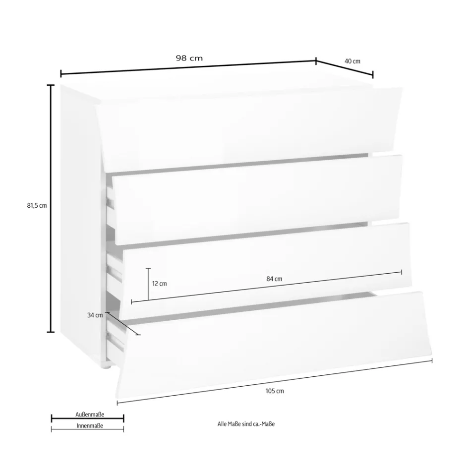 Mobile White Drawer 4 Drawers Design in Sustainable Wood - Sabine Viadurini