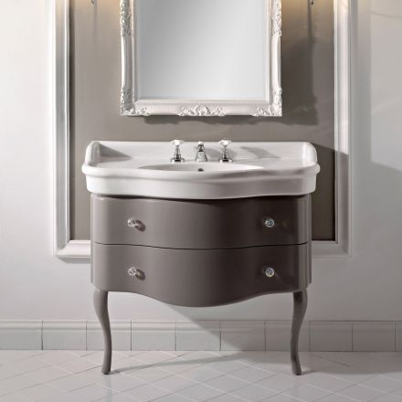 Glossy Lacquered Cabinet with Two Drawers and Washbasin Made in Italy - Candy Viadurini