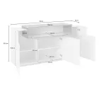 Mobile Sideboard 4 Doors White and Anthracite Wood, Cement or Maple - Therese Viadurini