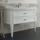 Bathroom Cabinet with Two Drawers and Ceramic Washbasin Made in Italy - Rome Viadurini