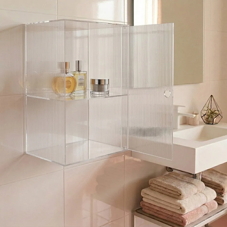 Plexiglass Wall-Mounted Bathroom Cabinet in 4 Colors Made in Italy - Ligea Viadurini