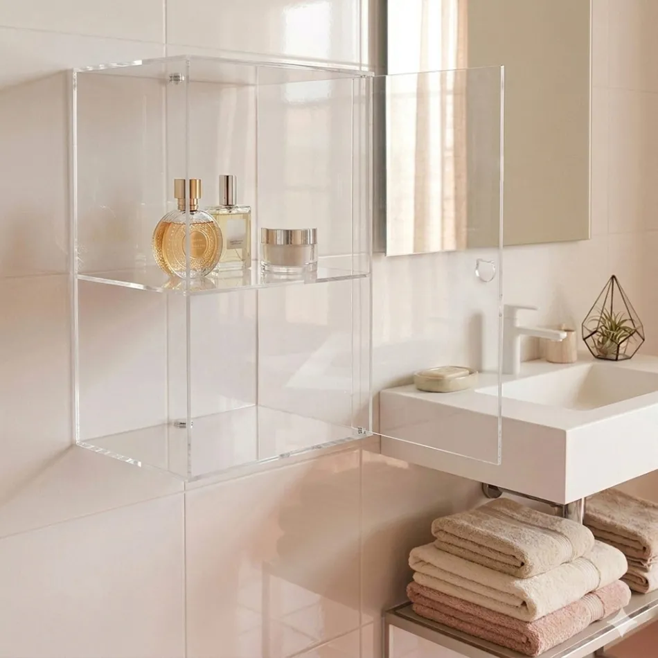 Plexiglass Wall-Mounted Bathroom Cabinet in 4 Colors Made in Italy - Ligea Viadurini
