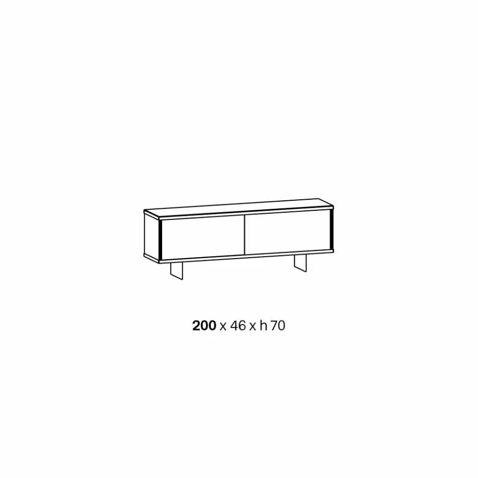 Living Room Sideboard in Smoked Glass and Green or Red Marble with Led - Leonarda Viadurini