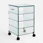 Multipurpose Cabinet with Transparent Glass Wheels with 3,6,8 or 10 Shelves - Versatilio Viadurini