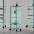 Multipurpose Mobile with Wheels, Transparent Glass Made in Italy - Versatilio
