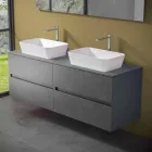 Suspended Bathroom Cabinet with Double Countertop Washbasin - Mandrillo Viadurini