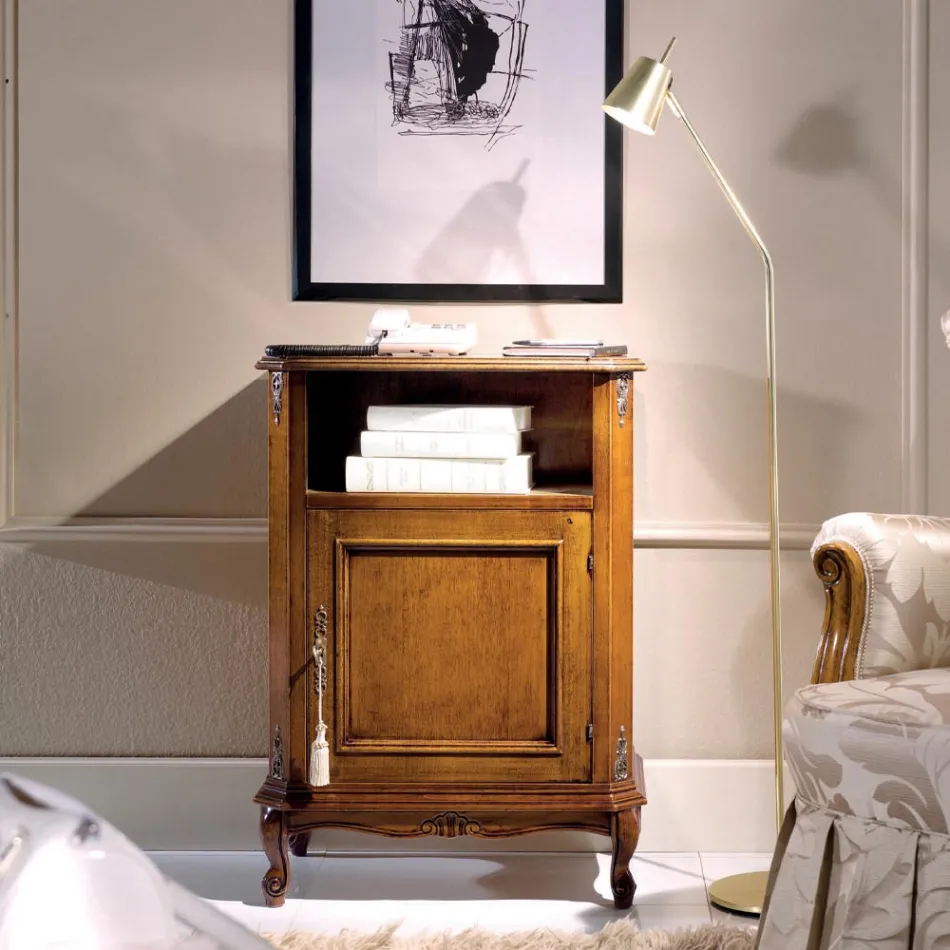 Classic Wooden Phone Holder with Door Made in Italy - Richard Viadurini