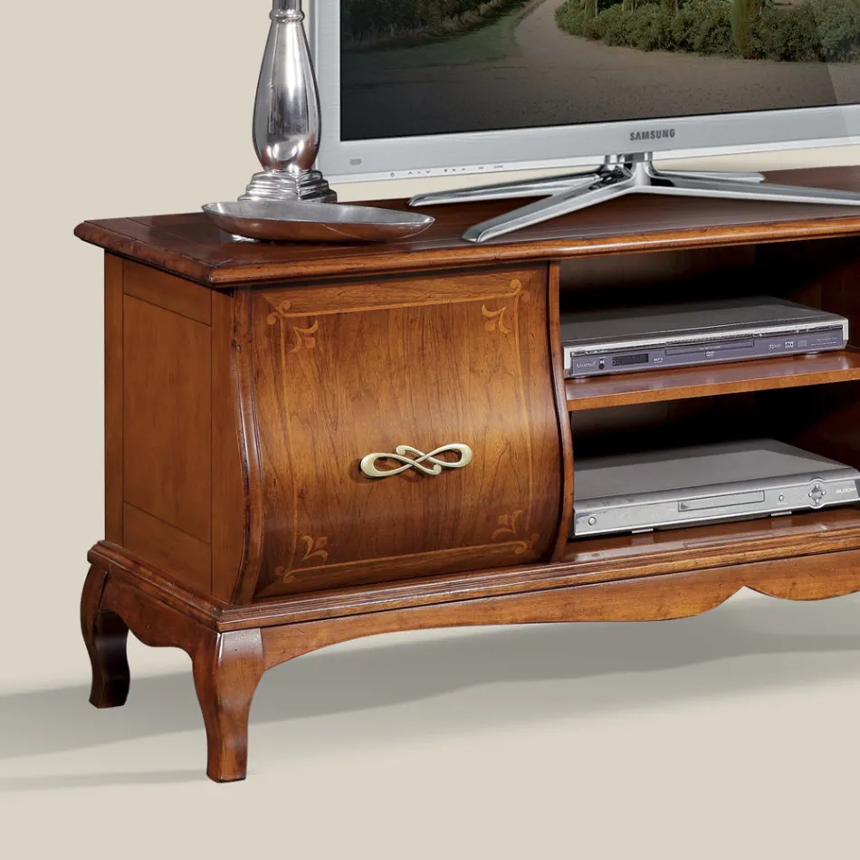Classic Wooden TV Stand with Inlays Made in Italy - Hastings Viadurini