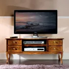 Classic TV Stand in Walnut Wood 4 Drawers Made in Italy - Prince Viadurini