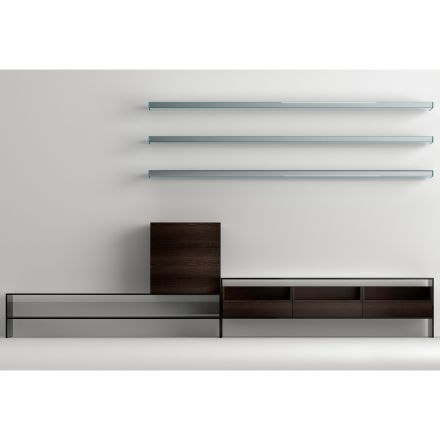 TV stand with 3 shelves and hinged container Made in Italy - Roman Viadurini