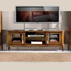Living Room TV Cabinet in Bassano Walnut Wood Made in Italy - Richard Viadurini