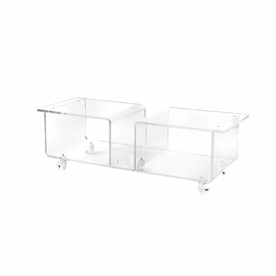 Contemporary mobile TV rack in Plexiglass transparent Mago Double Viadurini