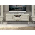 Luxury TV Cabinet in White and Silver Wood Made in Italy - Cheverny Viadurini