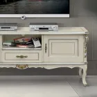 Luxury TV Cabinet in White and Silver Wood Made in Italy - Cheverny Viadurini