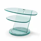 Glass TV Cabinet with Rotating Base and 2 Dimensions Shelf - Salemme Viadurini