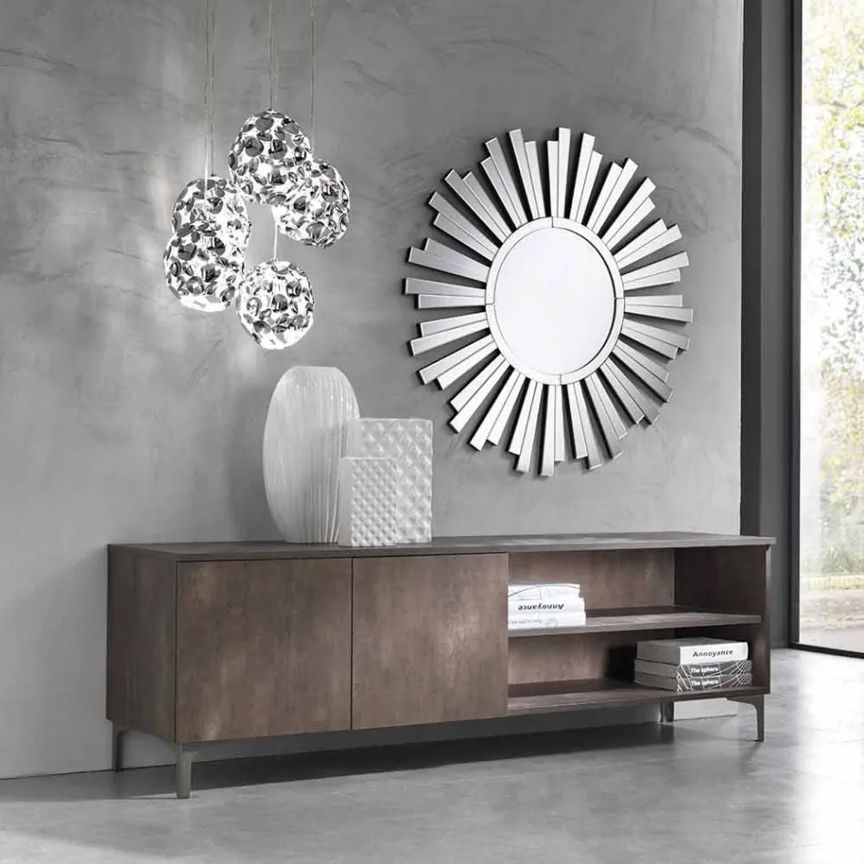 Modern Two Doors Tv Stand in Melamine Wood Made in Italy - Clemente Viadurini